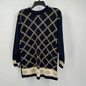 Norton McNaughton Womens Vintage Diamond Knit Sweater Size M Longline Tunic‎